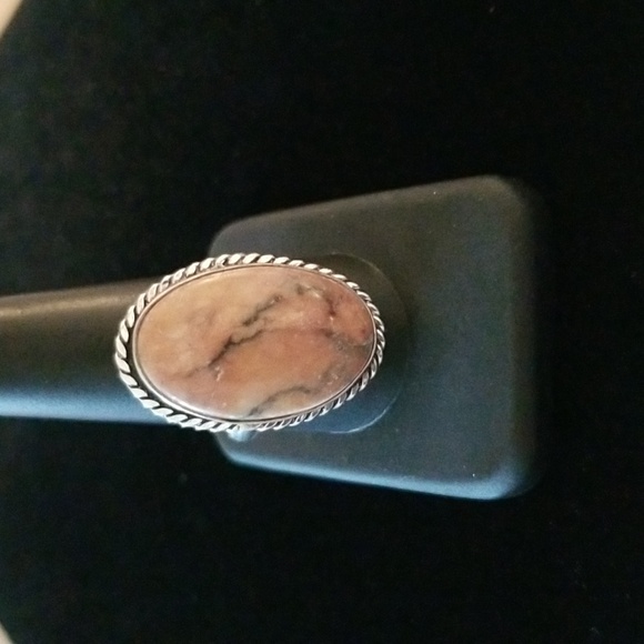 Jewelry - Large Oval Jasper Ring in Twisted Border Setting